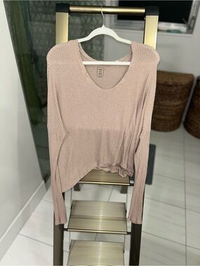 Light Mauve Waffle Knit Long-Sleeve Top - Women